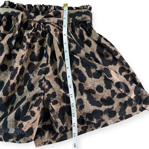 Shein Brown Paperbag Waist Leopard Animal Print Pool Vacation Shorts Size Small - Picture 4 of 6